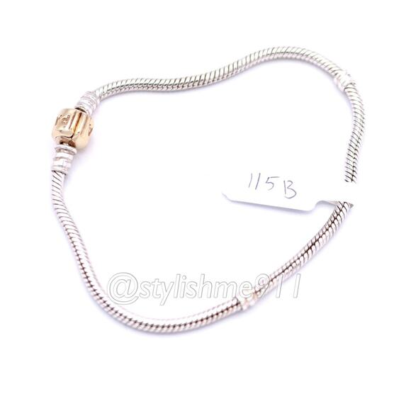 Authentic PANDORA Sterling Bracelet with 14K Gold Clasp - Picture 11 of 12